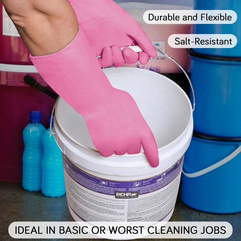 RBGIIT RBGIIT Premium Reusable Latex Silicone Safety Gloves for Washing Cleaning Kitchen Garden and Sanitation Colors pink 1 pair  - Image 4