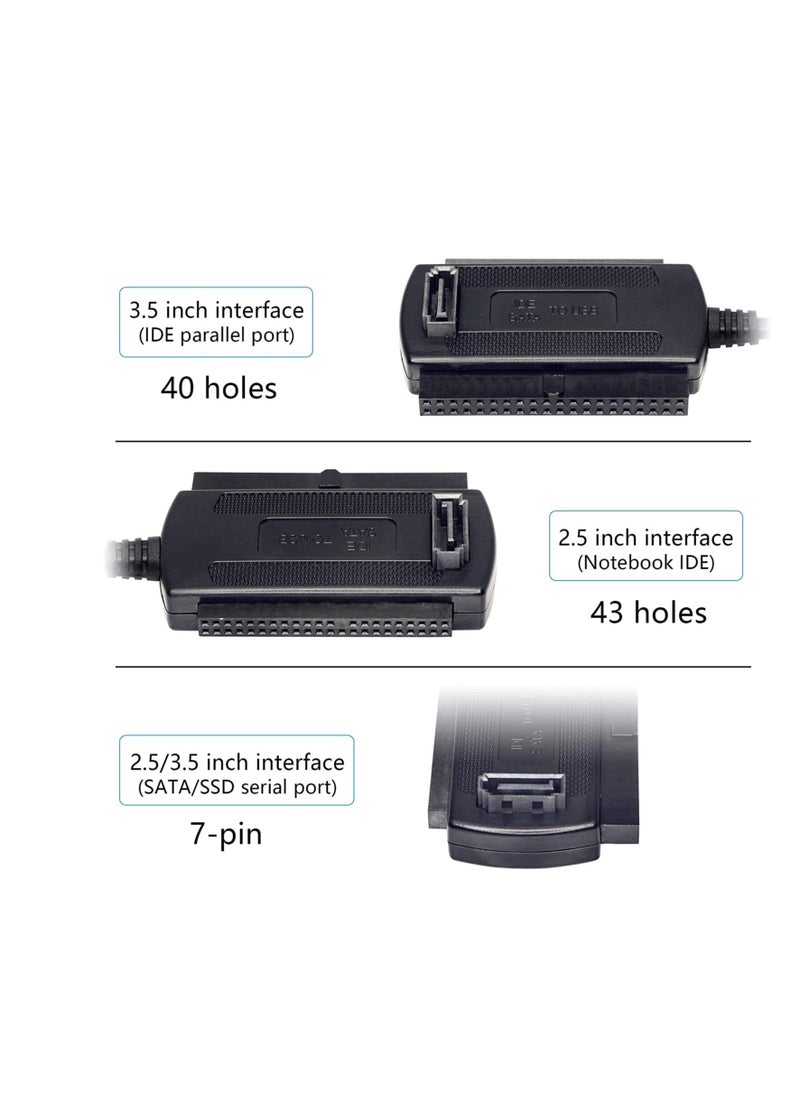 SYOSI USB to SATA IDE Adapter, USB 2.0 IDE Hard Drive Adapter Transfer Cable for Universal 2.5/3.5/5.25in DE and SATA External Converter Cable (1.8FT/Black)  - Image 4