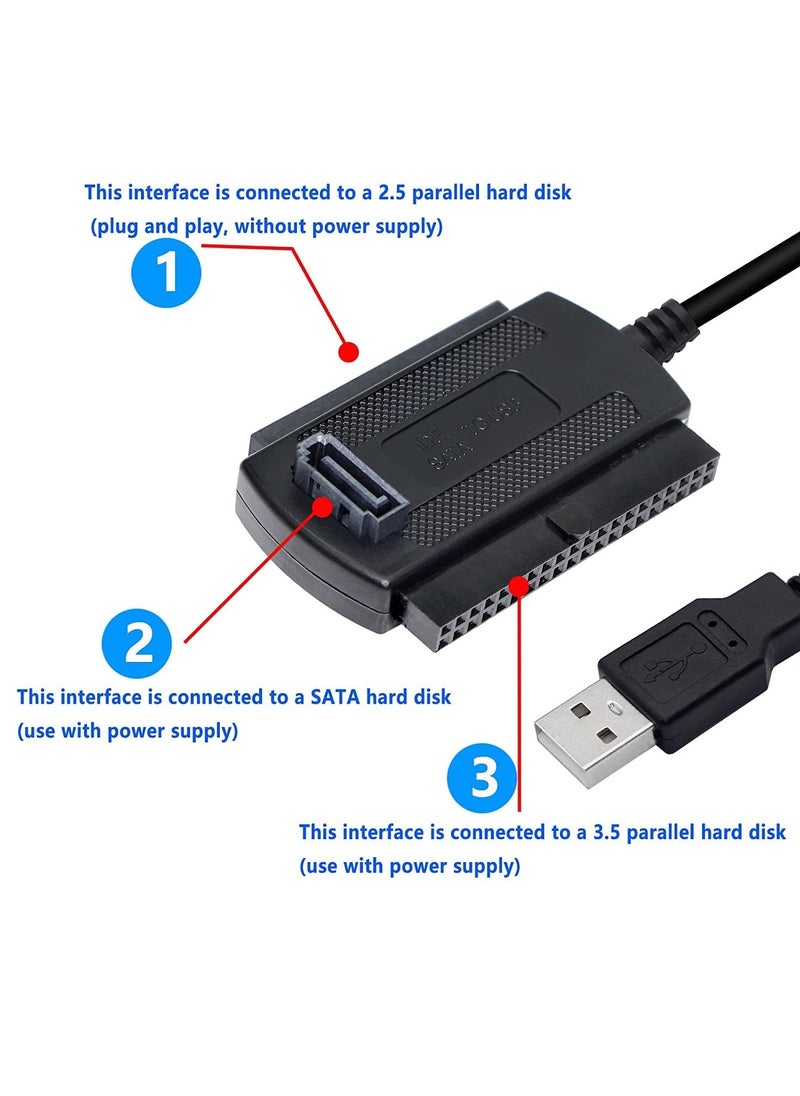 SYOSI USB to SATA IDE Adapter, USB 2.0 IDE Hard Drive Adapter Transfer Cable for Universal 2.5/3.5/5.25in DE and SATA External Converter Cable (1.8FT/Black)  - Image 5
