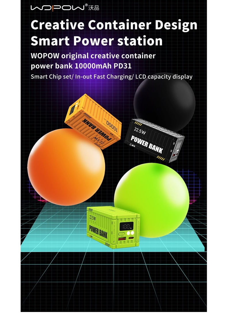 وبو 22.5 واط شحن سريع حاوية صغيرة محمولة قوة البنك 10000 مللي أمبير شاشة ديجيتال ضوء LED مزدوج مع حبال نايلون - أخضر - Image 2