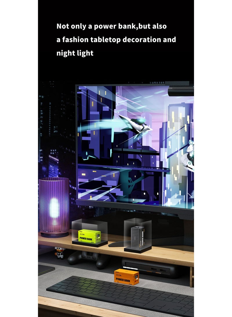 وبو 22.5 واط شحن سريع حاوية صغيرة محمولة قوة البنك 10000 مللي أمبير شاشة ديجيتال ضوء LED مزدوج مع حبال نايلون - أخضر - Image 4