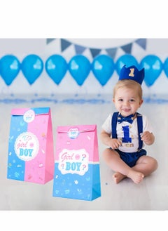 KASTWAVE Party Favor Bags, Gender Reveal Themed Gifts Bag, Decorations Goody Treat with Pink and Blue Stickers for Boy or Girl Baby Shower Favors Supplies SET of 20  - Image 2