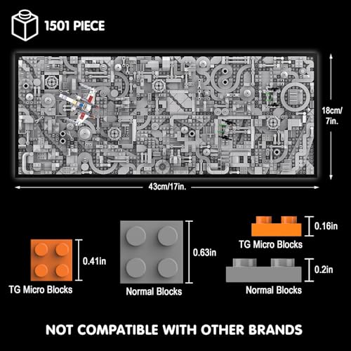 TG BLOCKS Star Trench 3D Wars Run Wall Art Craft Kit, Micro Brick Framed, Creative Activity Hobbies for Teens and Adults, DIY Home, Office Decor, Suitable for Kids 8+ - Image 2