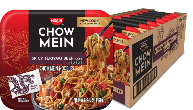 Nissin Chow Mein Noodles Spicy Teriyaki Beef 4 Ounce Pack of 8 - Image 3