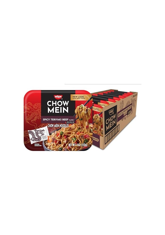 Nissin Chow Mein Noodles Spicy Teriyaki Beef 4 Ounce Pack of 8 - Image 1