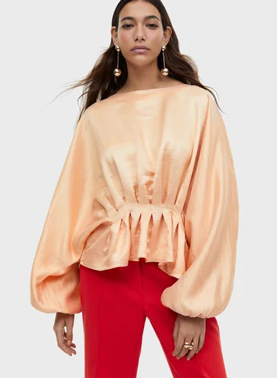 اتش اند ام Puff Sleeve Tiered Top