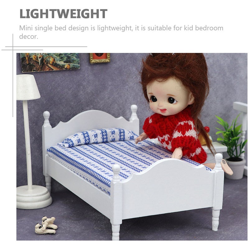 Mini Single Bed Doll House Mini Bed Miniature Decor Single Bed Model - Image 5