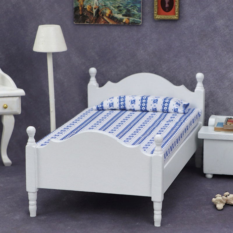 Mini Single Bed Doll House Mini Bed Miniature Decor Single Bed Model - Image 1