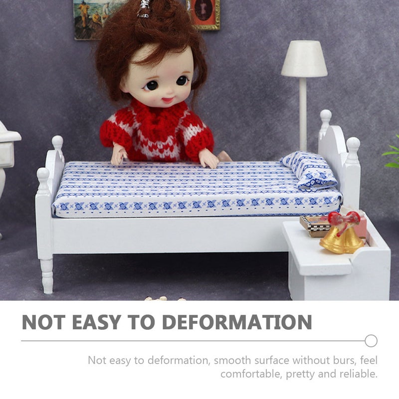 Mini Single Bed Doll House Mini Bed Miniature Decor Single Bed Model - Image 4