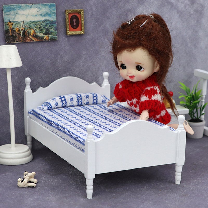 Mini Single Bed Doll House Mini Bed Miniature Decor Single Bed Model - Image 2