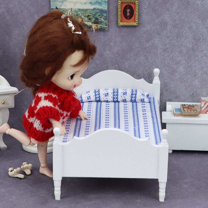 Mini Single Bed Doll House Mini Bed Miniature Decor Single Bed Model - Image 3