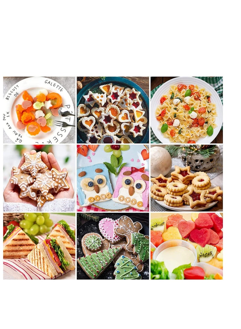 Sandwich Cutters Set,  23Pcs for Children Vegetables Fruits Cutter 5Pcs Sandwich Cutters Dinosaur Dolphin Train Stars Heart Shapes, 8Pcs Stainless Steel Cutters and 10Pcs Food Kid Fork - Image 5