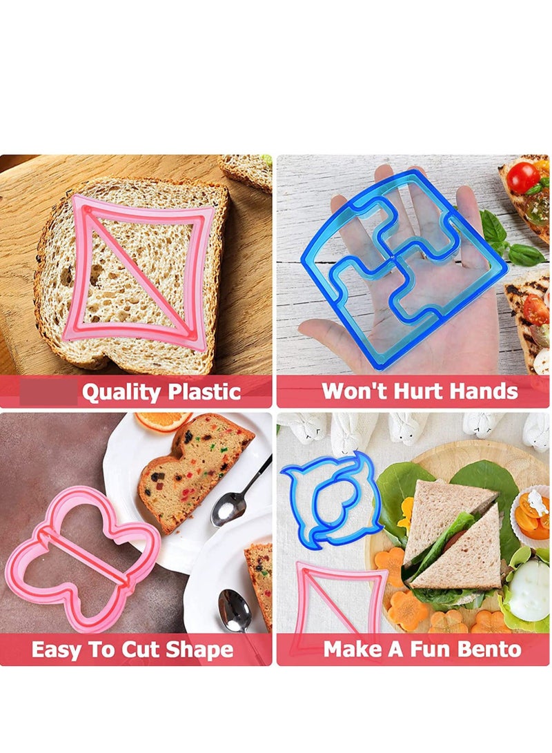 Sandwich Cutters Set,  23Pcs for Children Vegetables Fruits Cutter 5Pcs Sandwich Cutters Dinosaur Dolphin Train Stars Heart Shapes, 8Pcs Stainless Steel Cutters and 10Pcs Food Kid Fork - Image 3