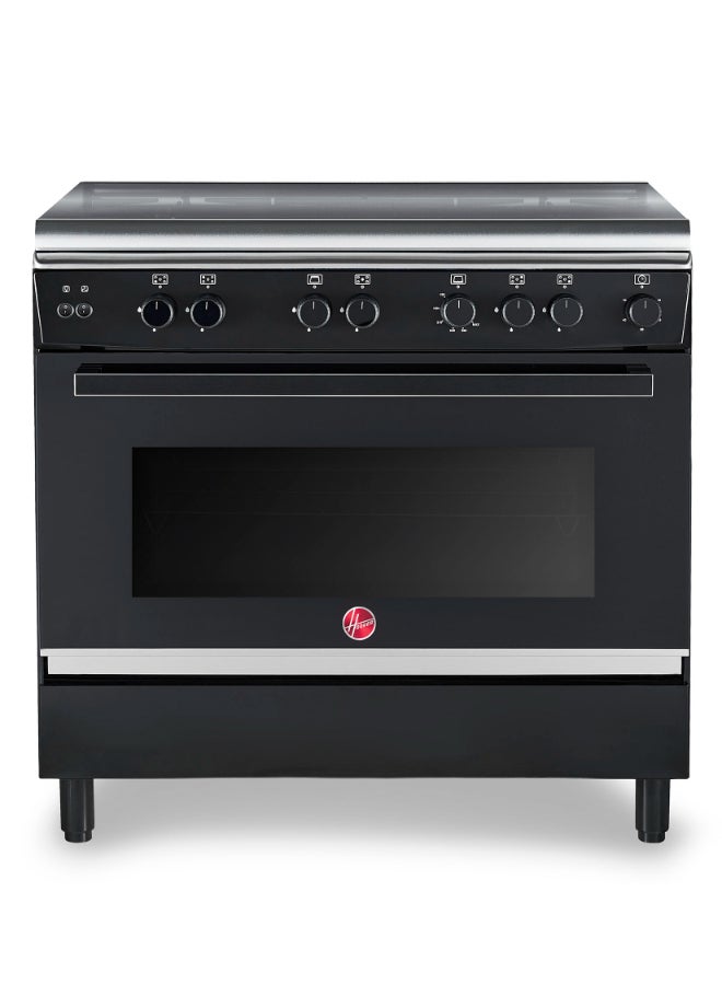 HOOVER 90x60 Full Gas Cooker with 5 Gas Burners(1 Wok), Full Safety,Gas Oven & Grill, Auto Ignition, Cast Iron Support, Dual Convection Fan, Double Glazed Door 1-YearWarranty Black -HGC-G95G-RB 5 HGC-G95G-RB black - Image 1