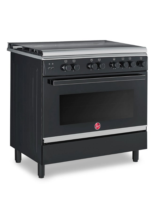 HOOVER 90x60 Full Gas Cooker with 5 Gas Burners(1 Wok), Full Safety,Gas Oven & Grill, Auto Ignition, Cast Iron Support, Dual Convection Fan, Double Glazed Door 1-YearWarranty Black -HGC-G95G-RB 5 HGC-G95G-RB black - Image 3