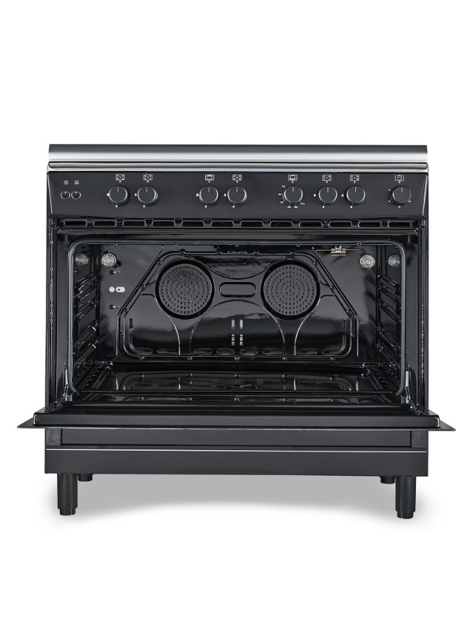 HOOVER 90x60 Full Gas Cooker with 5 Gas Burners(1 Wok), Full Safety,Gas Oven & Grill, Auto Ignition, Cast Iron Support, Dual Convection Fan, Double Glazed Door 1-YearWarranty Black -HGC-G95G-RB 5 HGC-G95G-RB black - Image 4