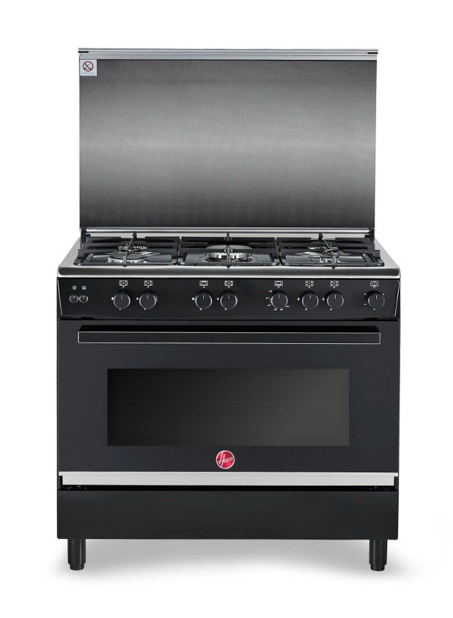 HOOVER 90x60 Full Gas Cooker with 5 Gas Burners(1 Wok), Full Safety,Gas Oven & Grill, Auto Ignition, Cast Iron Support, Dual Convection Fan, Double Glazed Door 1-YearWarranty Black -HGC-G95G-RB 5 HGC-G95G-RB black - Image 2