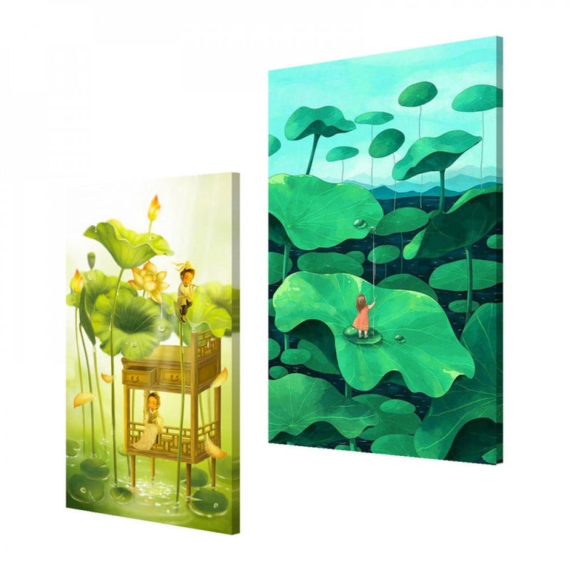 ماركتنا لوحة قماشية ثنائية بتصميم طبيعة بمقاس اجمالي 80×60 سم - Image 2