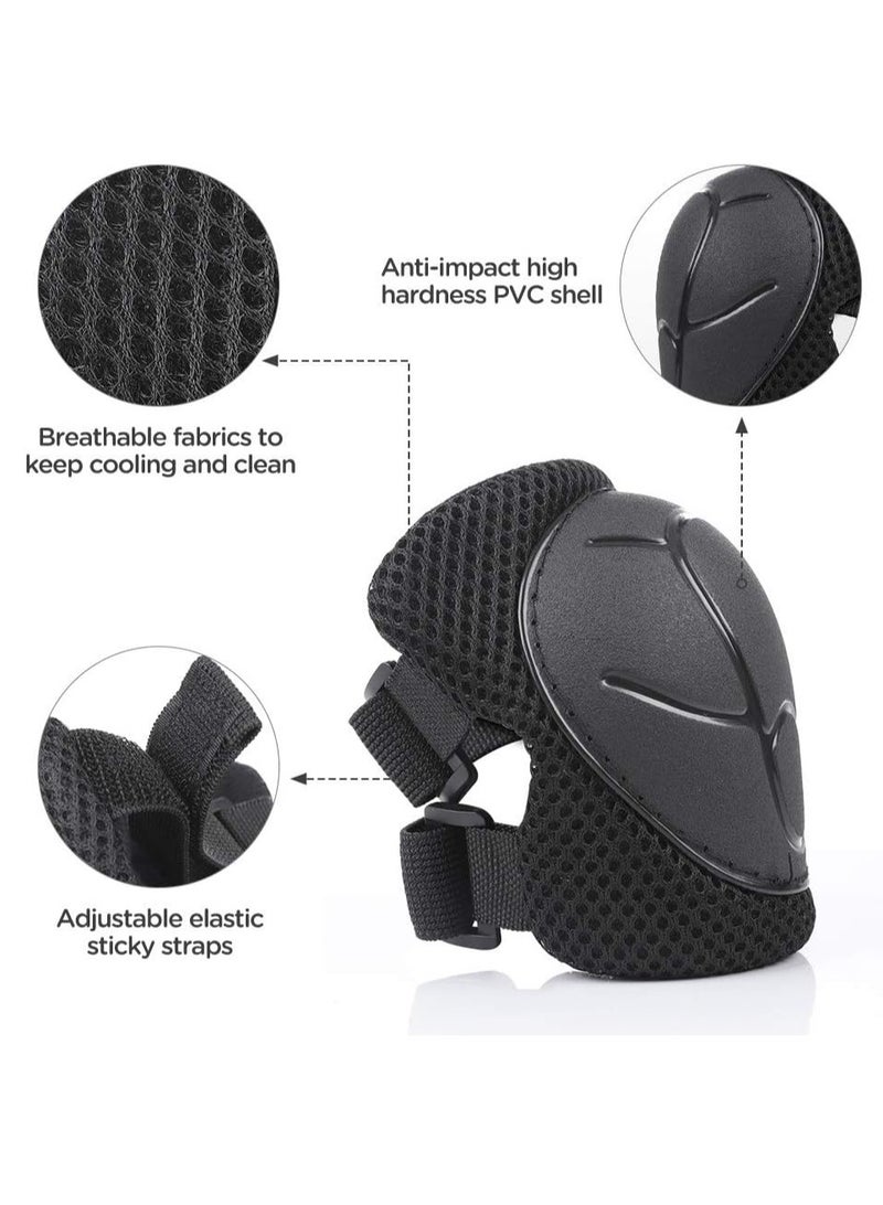Kids Bike Helmet Set Skateboard Knee Pads Kids Helmet Elbow Pads Wrist Guards Adjustable for 2~8yrs Girl Boy Kids Protective Gear Set for Sport Cycling Bike Roller Skating Scooter (Black) - Image 3