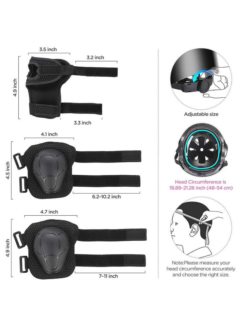 Kids Bike Helmet Set Skateboard Knee Pads Kids Helmet Elbow Pads Wrist Guards Adjustable for 2~8yrs Girl Boy Kids Protective Gear Set for Sport Cycling Bike Roller Skating Scooter (Black) - Image 4