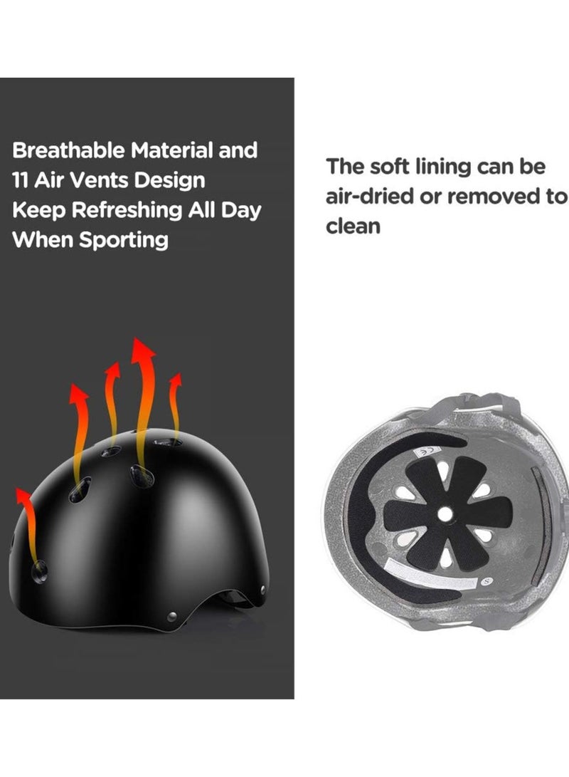 Kids Bike Helmet Set Skateboard Knee Pads Kids Helmet Elbow Pads Wrist Guards Adjustable for 2~8yrs Girl Boy Kids Protective Gear Set for Sport Cycling Bike Roller Skating Scooter (Black) - Image 5