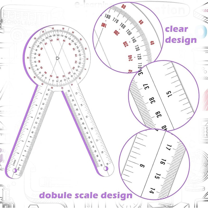 Joyzzz Orthopedic Angle Ruler, 12 Inch Goniometer, Orthopedic Angle Ruler, Provides a variety of readings, Plastic Goniometer 360 Degree for Body Measuring Tape Goniometer Protractor Ruler - Image 5