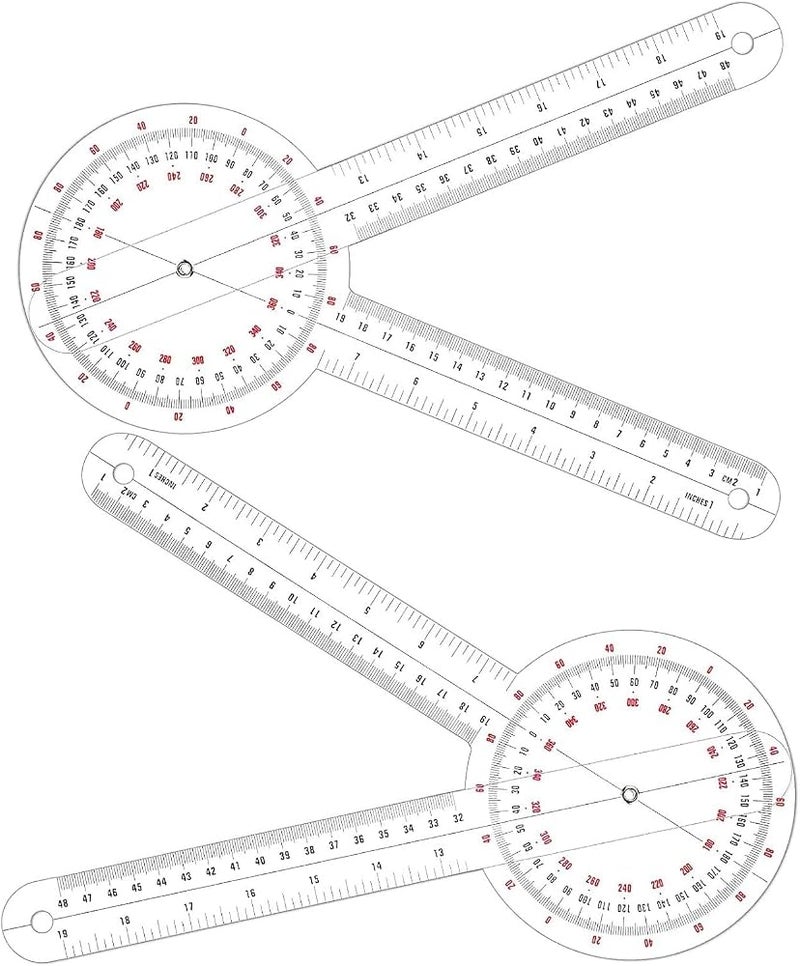 Joyzzz Orthopedic Angle Ruler, 12 Inch Goniometer, Orthopedic Angle Ruler, Provides a variety of readings, Plastic Goniometer 360 Degree for Body Measuring Tape Goniometer Protractor Ruler - Image 1