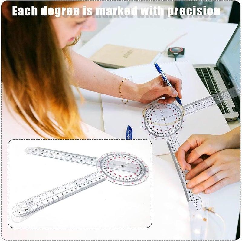 Joyzzz Orthopedic Angle Ruler, 12 Inch Goniometer, Orthopedic Angle Ruler, Provides a variety of readings, Plastic Goniometer 360 Degree for Body Measuring Tape Goniometer Protractor Ruler - Image 4