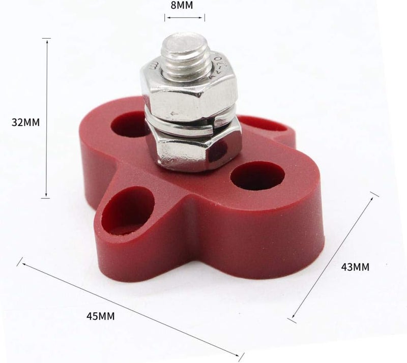 klarako5/16'' M8 Bus Bar Terminal Blocks Set, Insulated Single Stud Power Distribution Junction Stud Post for Truck RV Boat klarakoBlack & Red - Image 4
