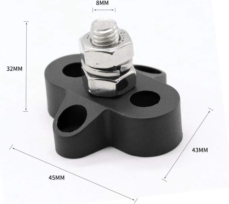 klarako5/16'' M8 Bus Bar Terminal Blocks Set, Insulated Single Stud Power Distribution Junction Stud Post for Truck RV Boat klarakoBlack & Red - Image 3