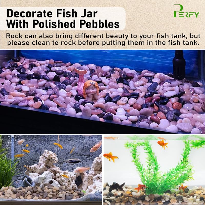 Perfy 2KG Decorative Polished Mixed PebblesRiver Rock StonesIndoorOutdoor Decorative Stones for Plants Aquariums Landscaping Vase Fillers10 to 20mm - Image 3