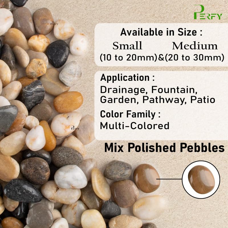Perfy 2KG Decorative Polished Mixed PebblesRiver Rock StonesIndoorOutdoor Decorative Stones for Plants Aquariums Landscaping Vase Fillers10 to 20mm - Image 4