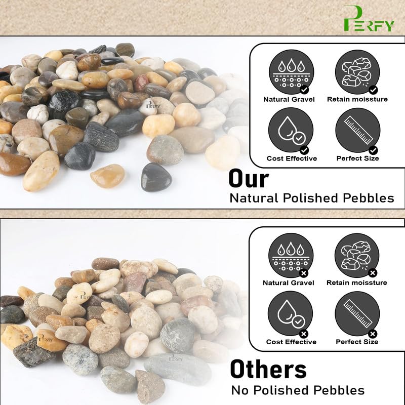 Perfy 2KG Decorative Polished Mixed PebblesRiver Rock StonesIndoorOutdoor Decorative Stones for Plants Aquariums Landscaping Vase Fillers10 to 20mm - Image 5