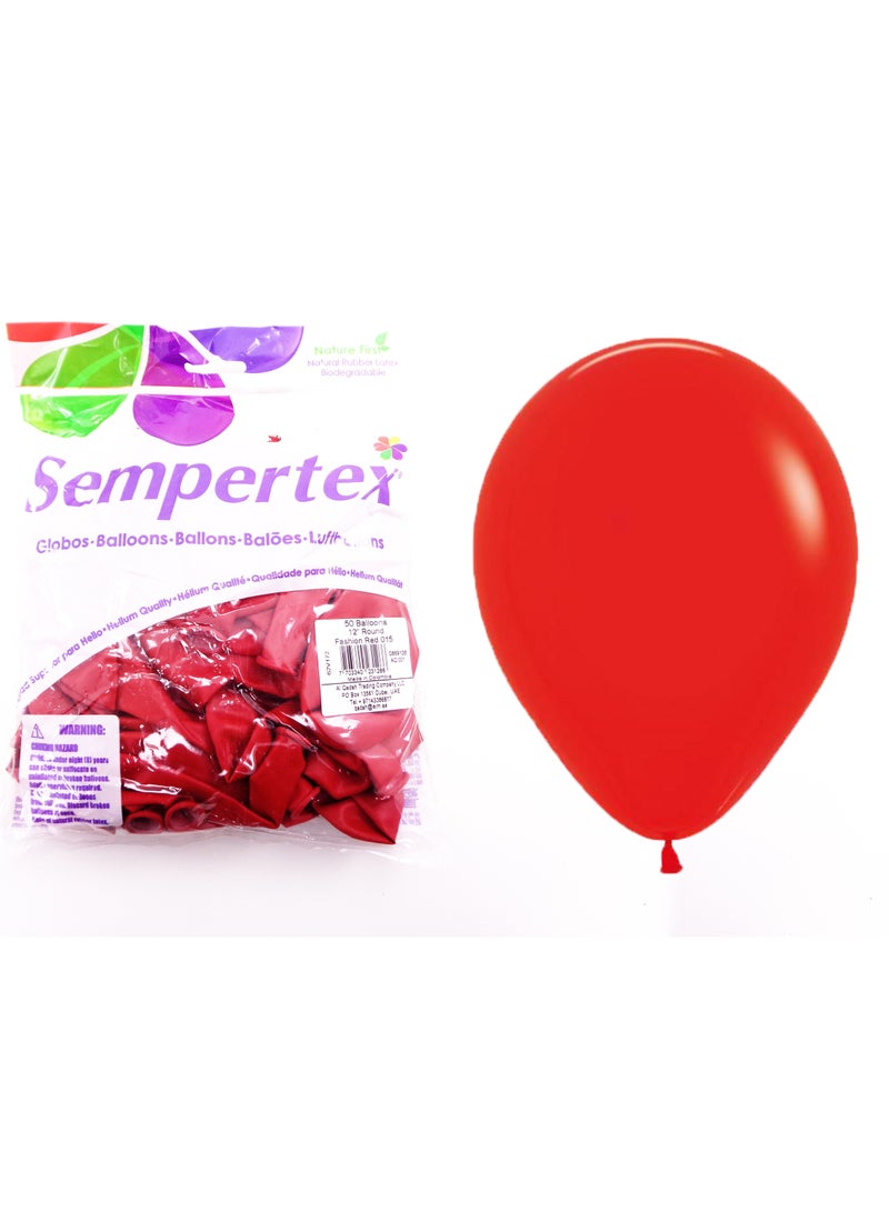 Sempertex 50 pcs, 12" Round Balloons, Fashion Red - Image 3