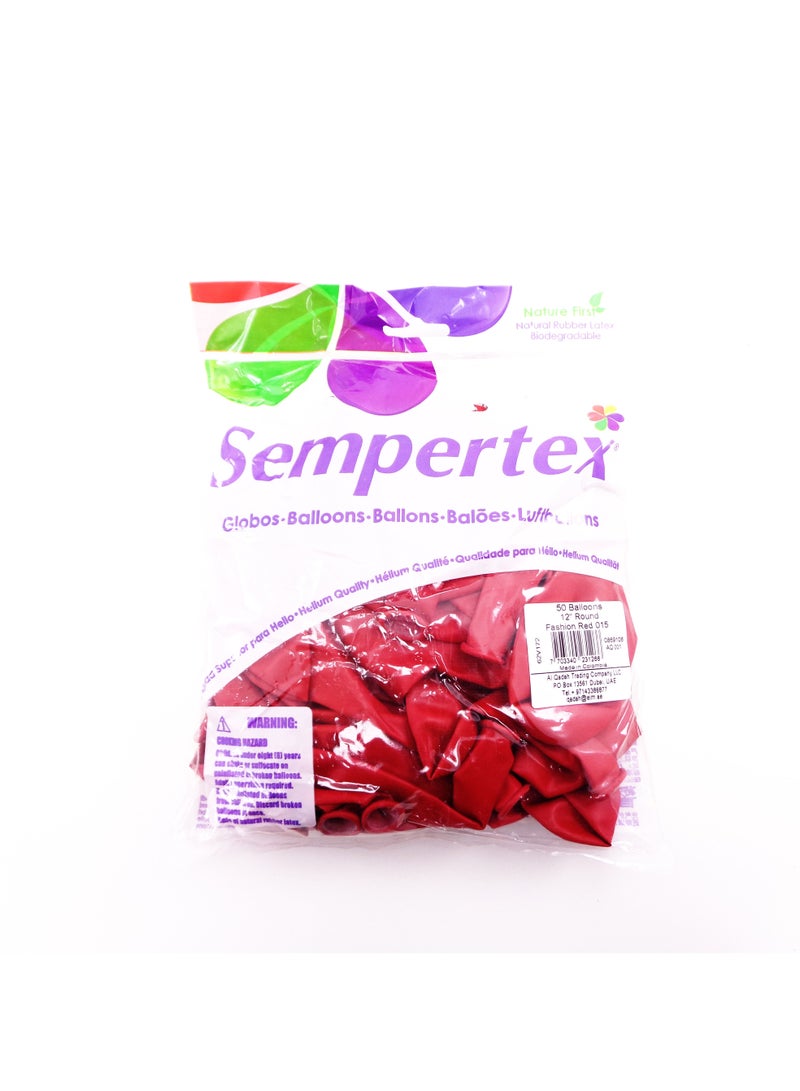 Sempertex 50 pcs, 12" Round Balloons, Fashion Red - Image 2