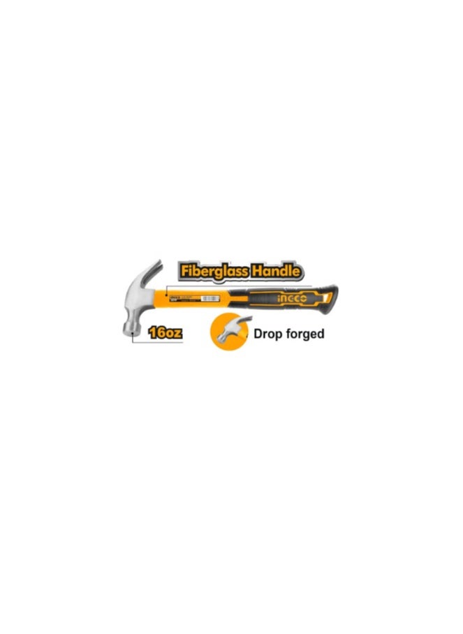 ماركة غير محددة مطرقة مسامير 16 اونصة/450 جرام بمقبض من الالياف الزجاجية من الستيل الكربوني HCHS8016  - Image 2