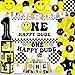 Kriyokiaa One Happy Dude 1st Birthday Decorations for Boy Smile Face Balloons Arch High Chair Banner Backdrop Birthday Party Supplies Backdrops - Image 2