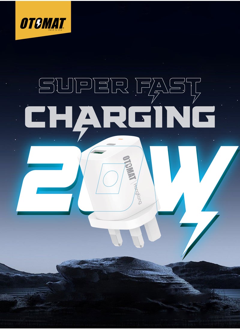 OTOMAT - 20W PD Fast Charger with Dual Port (USB + Type-C) and Type-C to Lightning Cable – High-Speed Charging - Image 1