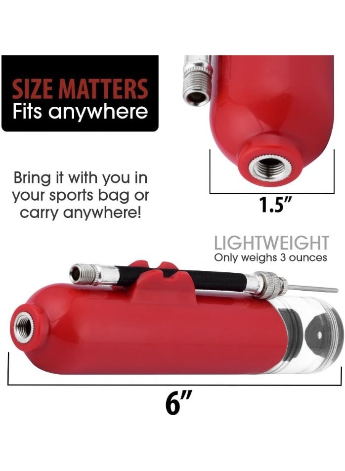 Cuken Ball Pump, 1pcs Portable Dual Action Air Pump Manual Sports Basketball Soccer Volleyball Ball Inflator Pump with Needles and Nozzles, 6inch, Green - Image 2