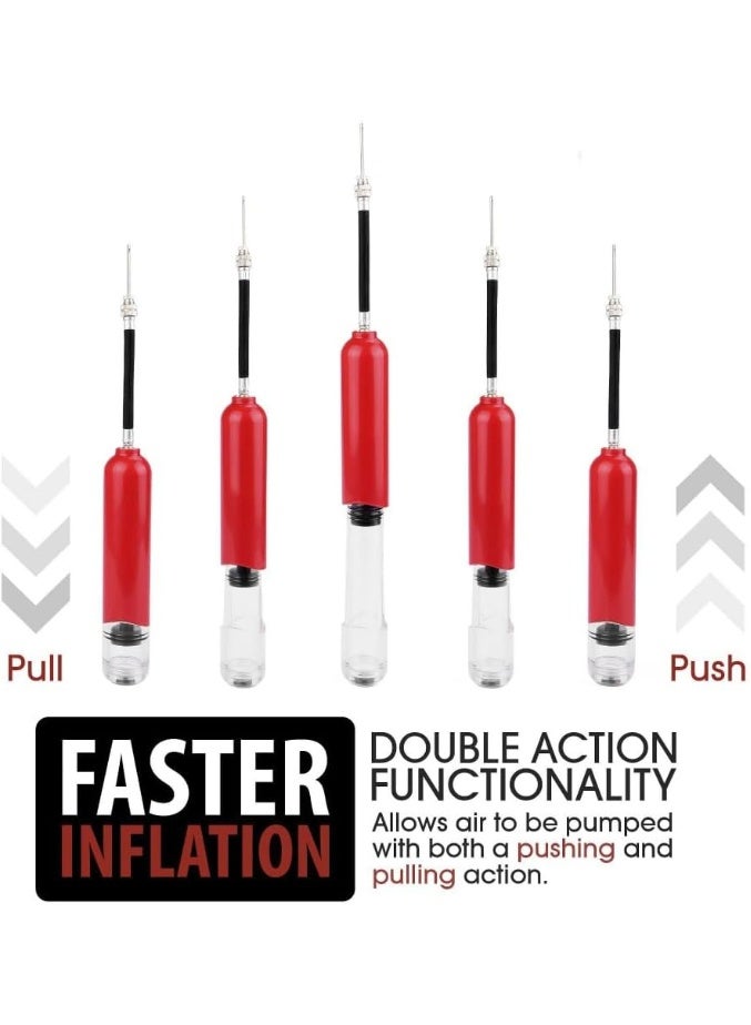 Cuken Ball Pump, 1pcs Portable Dual Action Air Pump Manual Sports Basketball Soccer Volleyball Ball Inflator Pump with Needles and Nozzles, 6inch, Green - Image 3