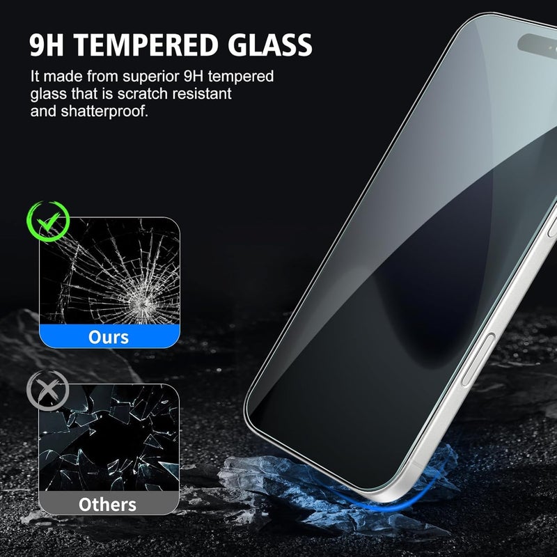 OpenTech ® Privacy Military-Grade Tempered Glass Screen Protector Compatible for iPhone 17 Pro Max with Edge to Edge Coverage - Anti Spy, Case Friendly and Bubble free installation kit (6.9 Inches) - Image 5