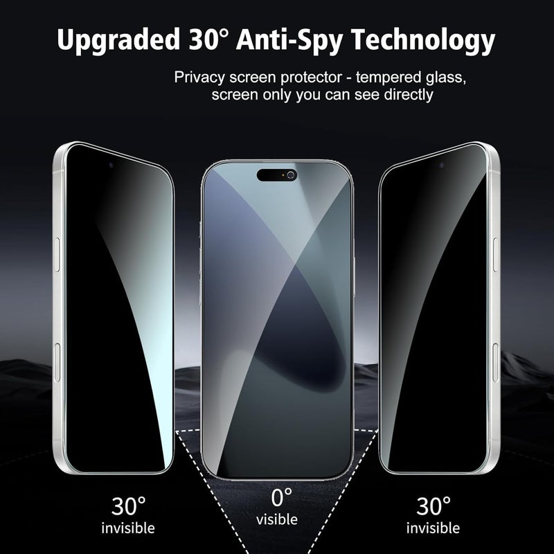 OpenTech ® Privacy Military-Grade Tempered Glass Screen Protector Compatible for iPhone 17 Pro Max with Edge to Edge Coverage - Anti Spy, Case Friendly and Bubble free installation kit (6.9 Inches) - Image 4