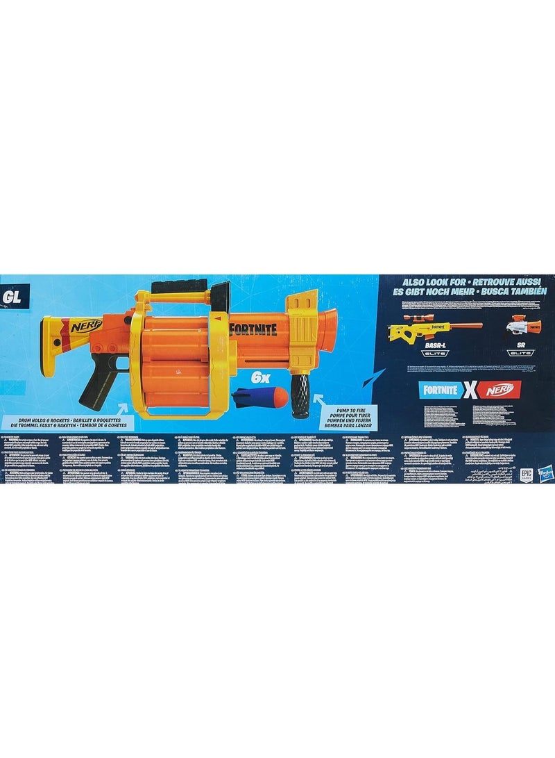 فورتنيت Nerf Fortnite GL Rocket-Firing Blaster -- 6-Rocket Drum, Pump-To-Fire -- Includes 6 Official Nerf Rockets -- For Youth, Teen, Adult - Image 3