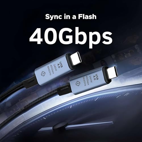 ARVOX USB 4 Type-C to Type-C Cable with 240W Power E-Marker Chip and 40Gbps Data with 8K Video Transmission 60hz, Thunderbolt 4 Fast Charging 1M, Black (USB 4) - Image 2