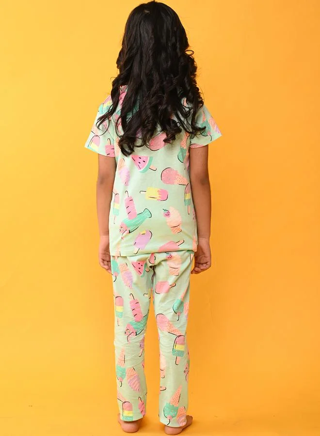 Anthrilo Ice Cream Print T-Shirt & Pyjama Set by Styli