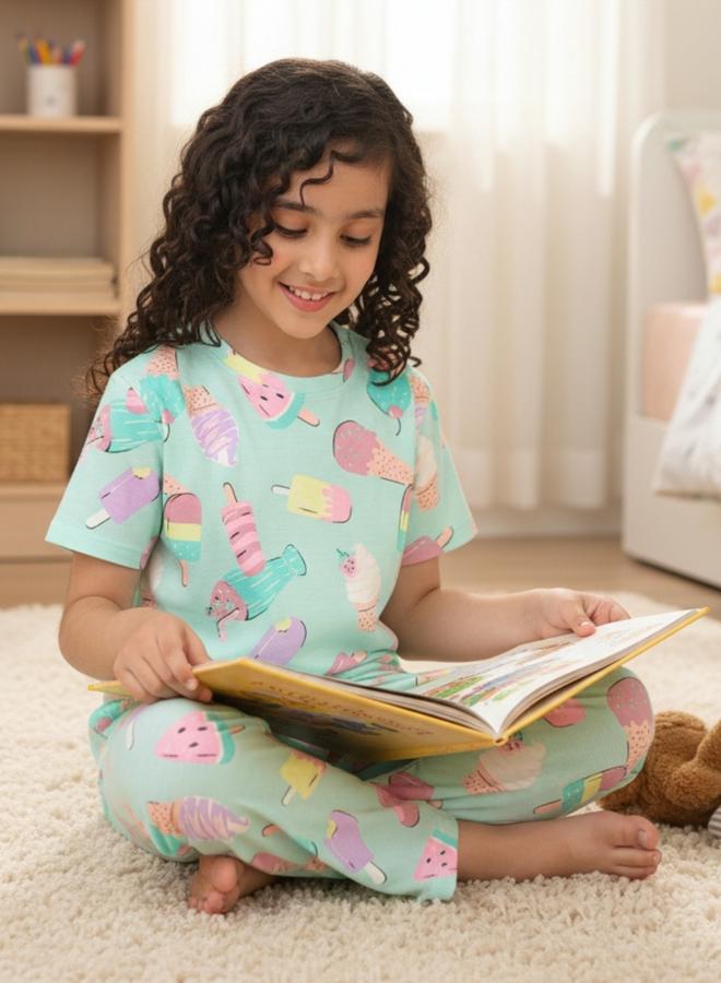 انثريلو طقم من بنطال بيجاما مع تيشيرت بطبعة ايس كريم - Image 5