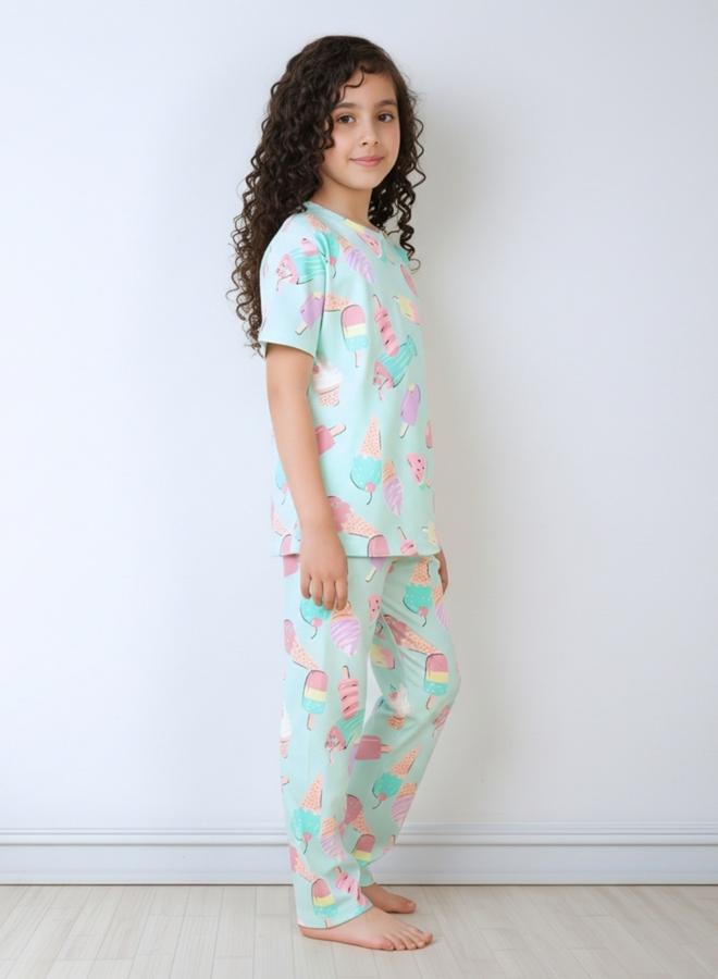 انثريلو طقم من بنطال بيجاما مع تيشيرت بطبعة ايس كريم - Image 2