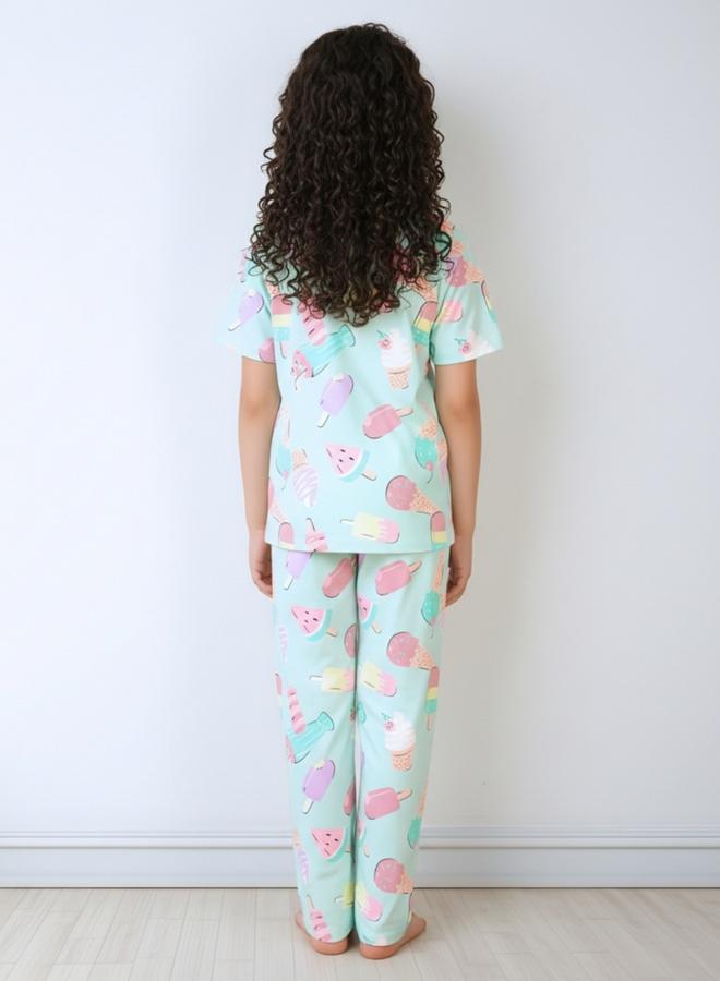 انثريلو طقم من بنطال بيجاما مع تيشيرت بطبعة ايس كريم - Image 3