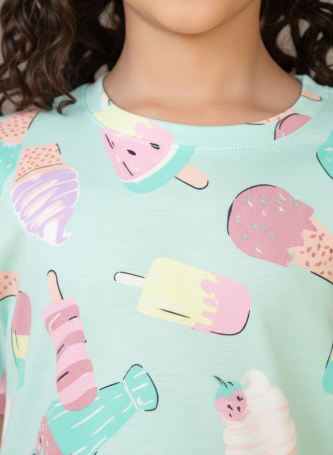 انثريلو طقم من بنطال بيجاما مع تيشيرت بطبعة ايس كريم - Image 4