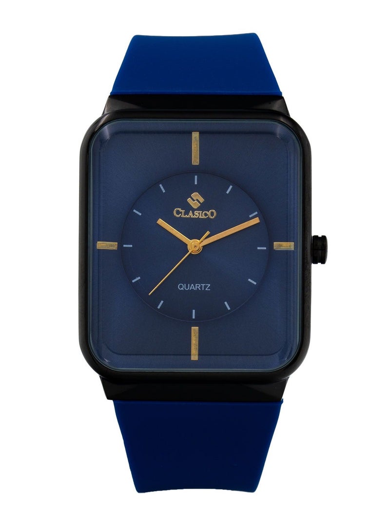 Clasico 💙 ساعة نسائية أنيقة بقرص مربع أزرق S7 ⌚ | أنالوج حديث كوارتز | حزام سيليكون | ساعة معصم أنيقة وعصرية للسيدات - Image 1